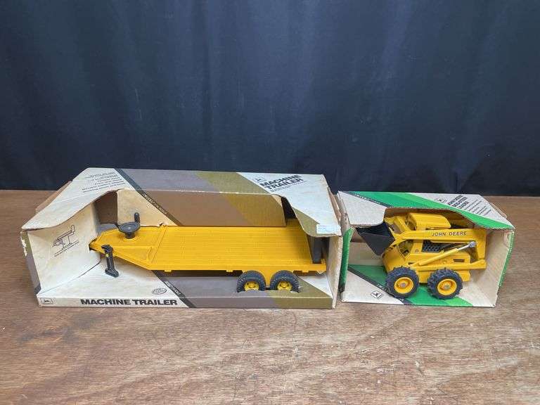 (2) 1/16 John Deere Skid Steer + Machine Trailer NIB Ertl image