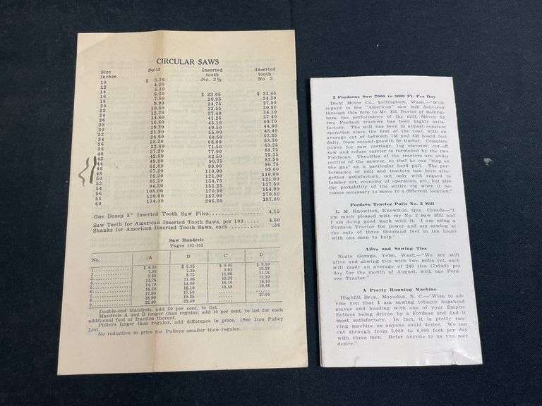 (2) American Saw Mill Machinery Co. Sales Literature