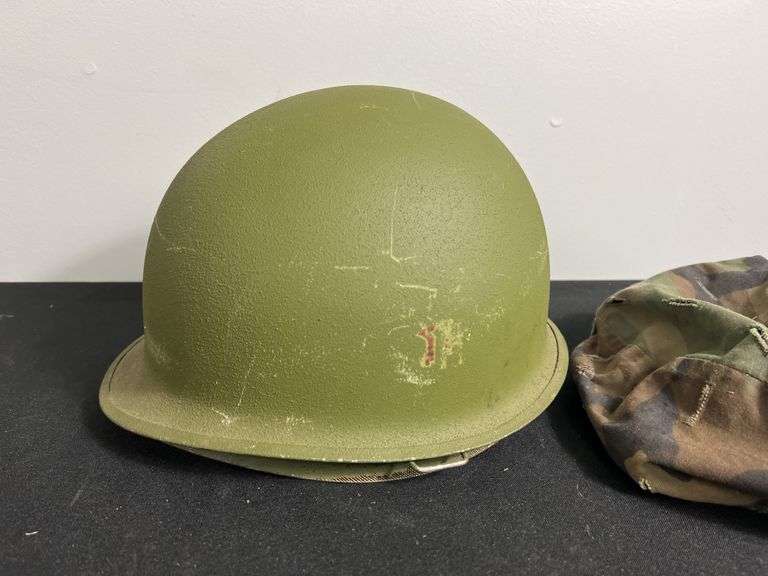 US Military Helmet w/Shell Liner & Camo Cover