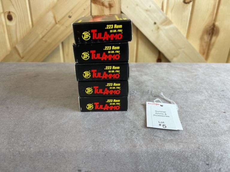 5 Boxes Tul Ammo 55 Gr. FMJ .223 Rem