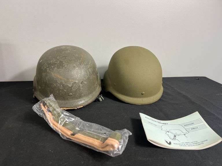 (2)-US PASGT Ballistic Helmets w/Chinstraps image