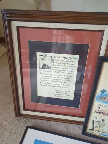 (3) Pieces Framed Pictures - Marine History/DC