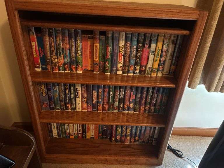 3 Bookshelves with Disney VHS, Books and more - 36” T 30” W x 10” D image