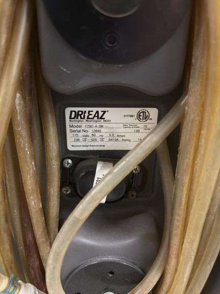 Drieaz Dehumidifier Console Model # F292-SM Total Hours 4148