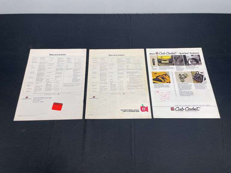 (3) IH 184 + Cub Cadet Sales Literature