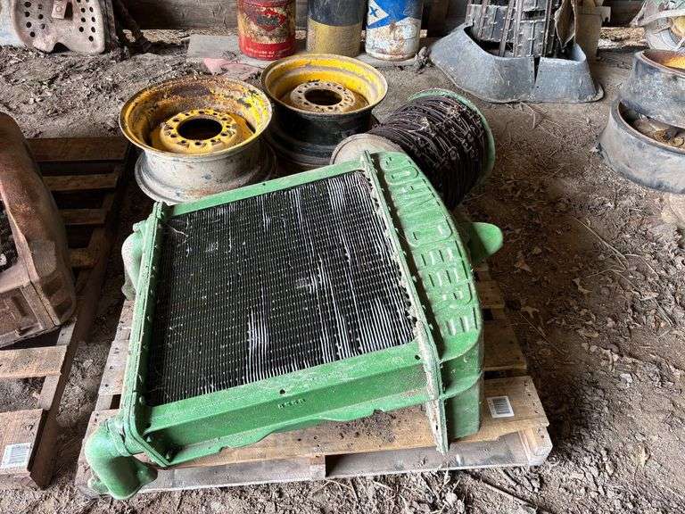 (4) Wheels, John Deere Model D Radiator, and Check Wire Roll image