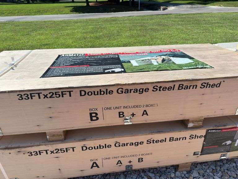 33 X 25FT Double Garage Steel Barn Shed