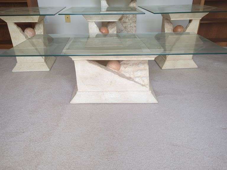(5) Pcs Tables with Glass Tops