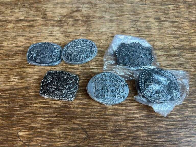 (6) Hesston Rodeo Belt Buckles