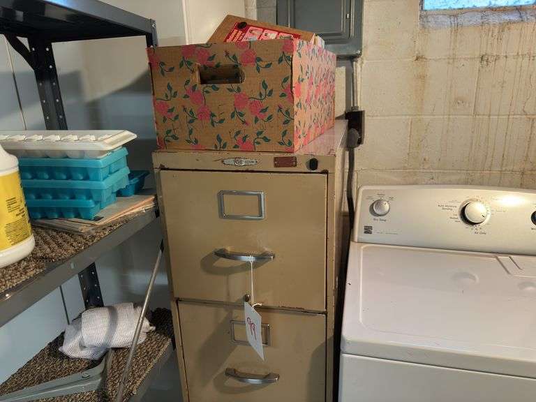 Metal Filing Cabinet with Trashcan