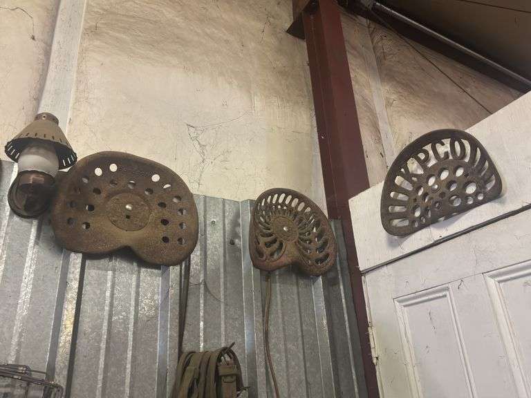 (2) Cast Iron Seats (1) Tin Seat image