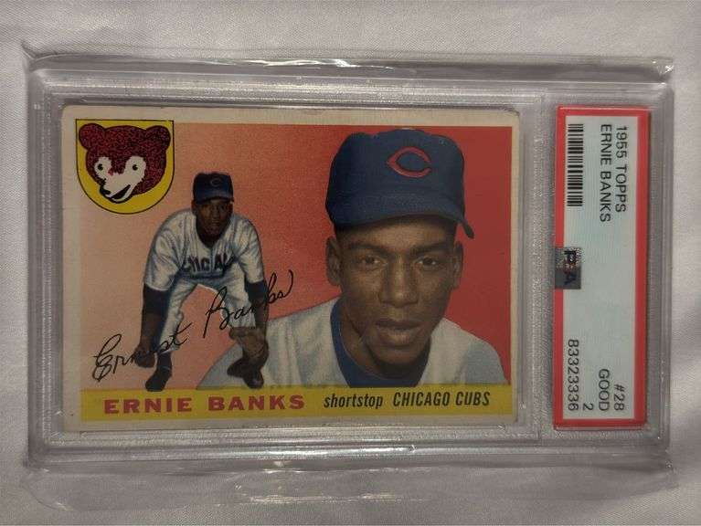 1955 Topps #28 Ernie Banks Graded PSA 2 2nd Year image