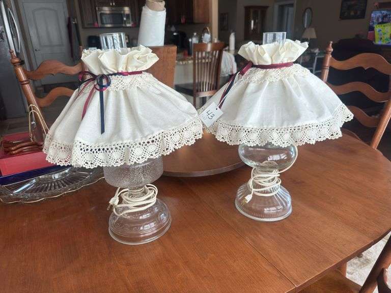 Two Cloth-Covered Decorative Lamps image