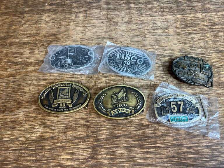 (6) TISCO Belt Buckles