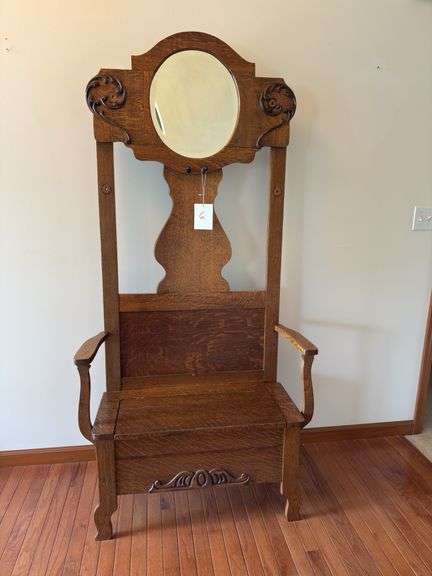 Antique Oak Hall Tree image