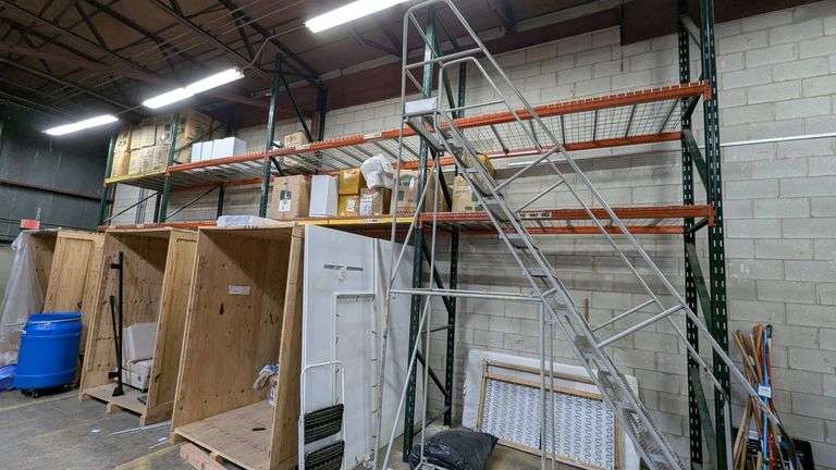 (4) 8 Ft Sections of Large Heavy Duty Pallet Racking 16 ft Tall x 8 ft wide sections image