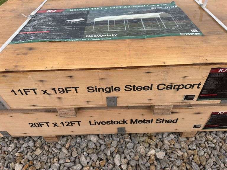 KJ 11 X 19FT Single Steel Carport
