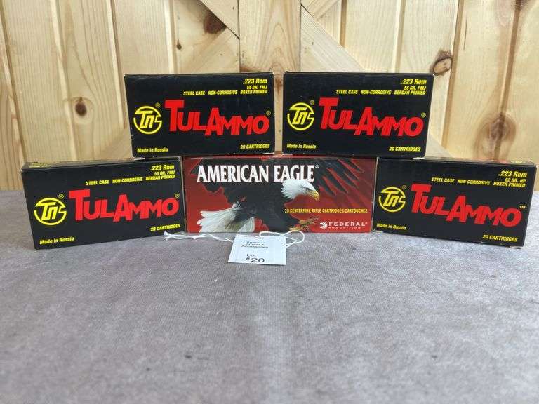 5 Boxes TulAmmo 55 Gr. FMJ/HP  & American Eagle  50 Gr. JHP .223 image