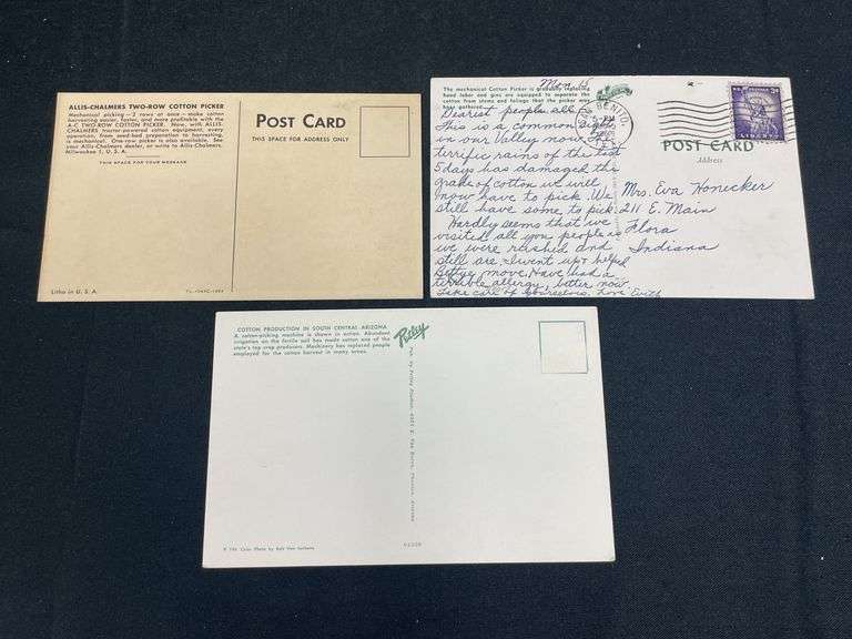 (3) IH + AC Cotton Picker Postcards