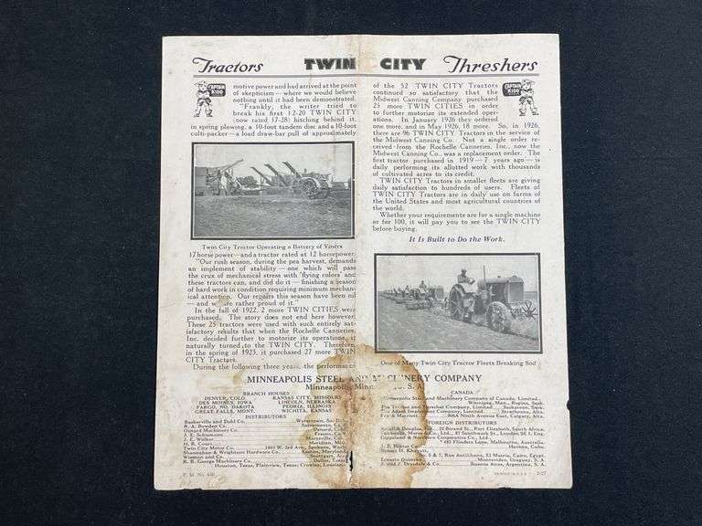 Twin City Tractors Captain Kidd Sales Literature