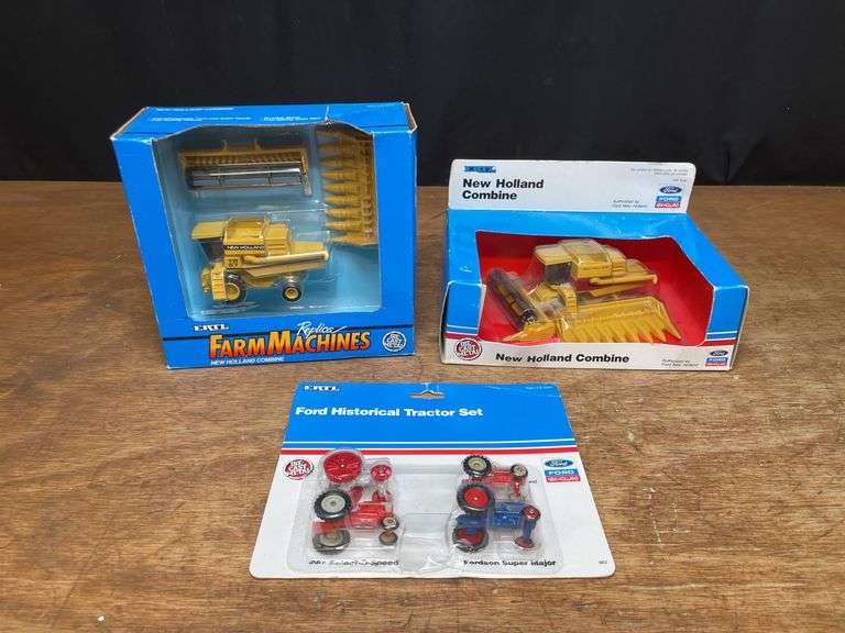 (3) 1/64 New Holland Combines + Ford Tractors NIB Ertl image