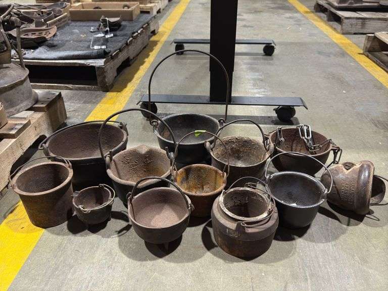 Large group of Cast Iron Pots and Cauldrons image