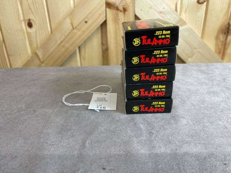 5 Boxes Tul Ammo 55 Gr. FMJ .223 Rem