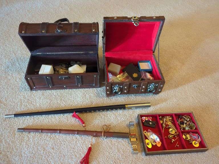 Jewelry Boxes Lot - Cufflinks and Pins