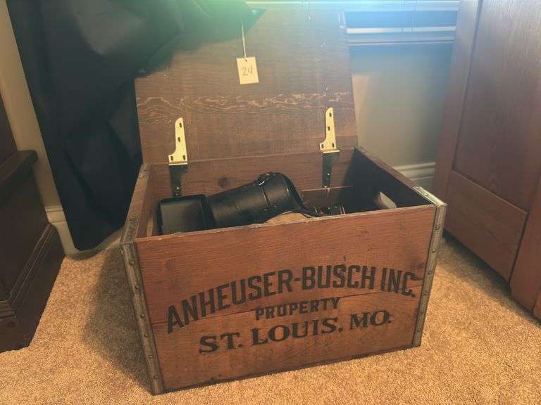 Wooden Chest full of Leather Carrying Accessories image