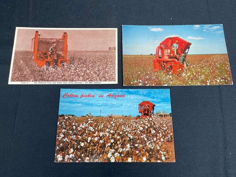 (3) IH + AC Cotton Picker Postcards image