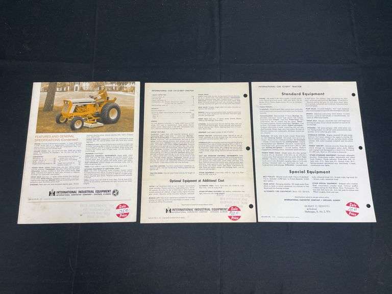 (3) IH Cub Tractor Sales Literature