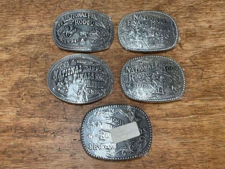 (5) Hesston Rodeo Belt Buckles