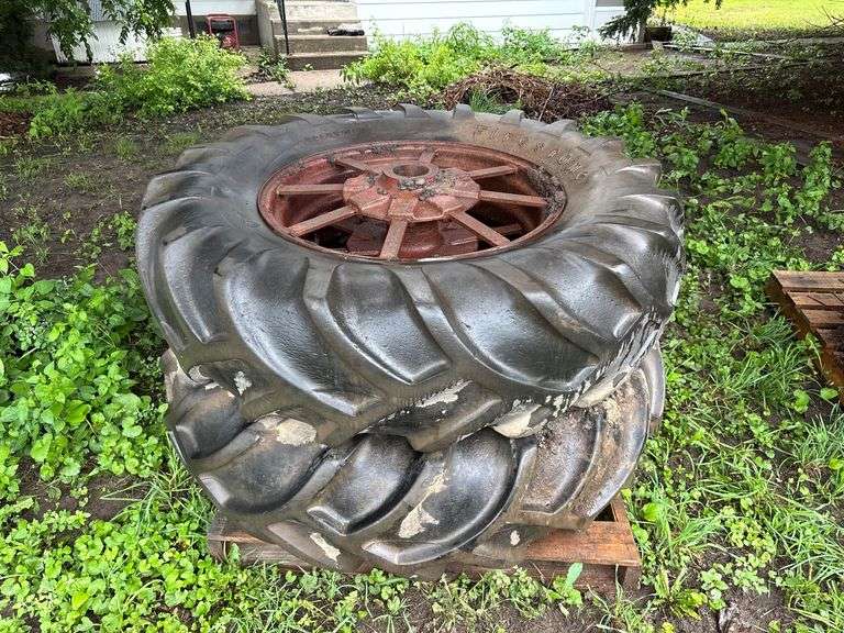 (2) 14-28 Firestone Tires on Cutoff Wheels image