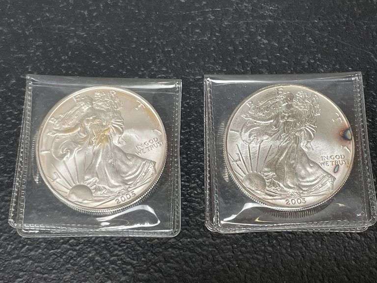 (2) 2003 & 2005 $1 American Silver Eagle