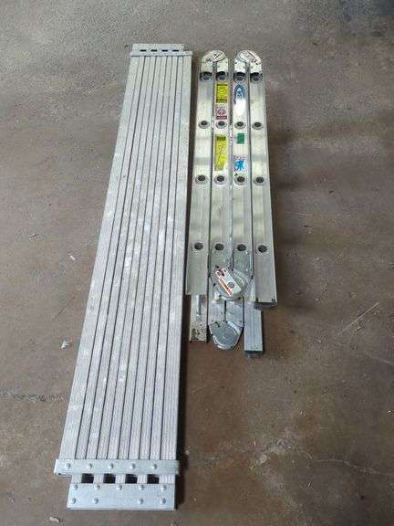 Werner Aluminum Plank 13 Ft and 16 Ft Collapsible Ladder Lot image