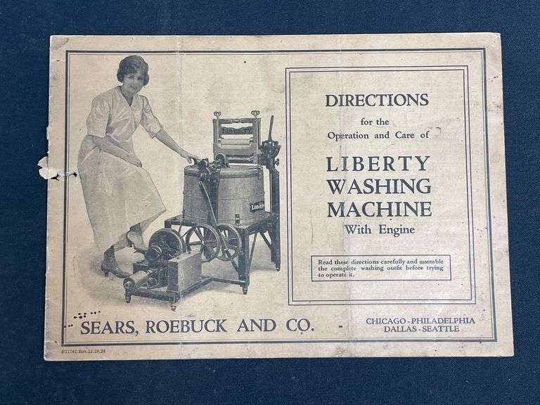 1920 Sears, Roebuck & Co. Liberty Washing Machine Directions image