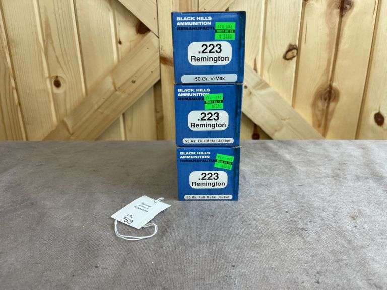 3 Boxes/150 Rounds Black Hills 50 & 55 Gr. V-Max & FMJ .223 Remington