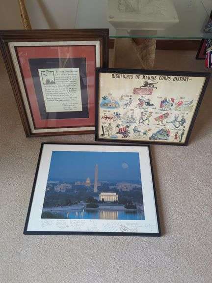 (3) Pieces Framed Pictures - Marine History/DC image
