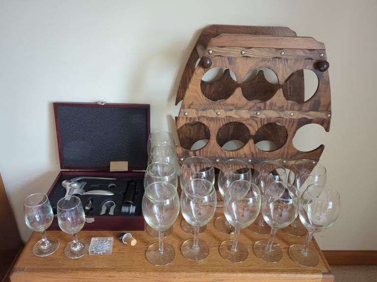 Wine Drinker Lot - Glasses/Opener/Rack image