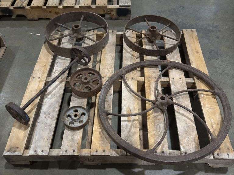 Salvaged Cast Iron Wheels of Varying Sizes image