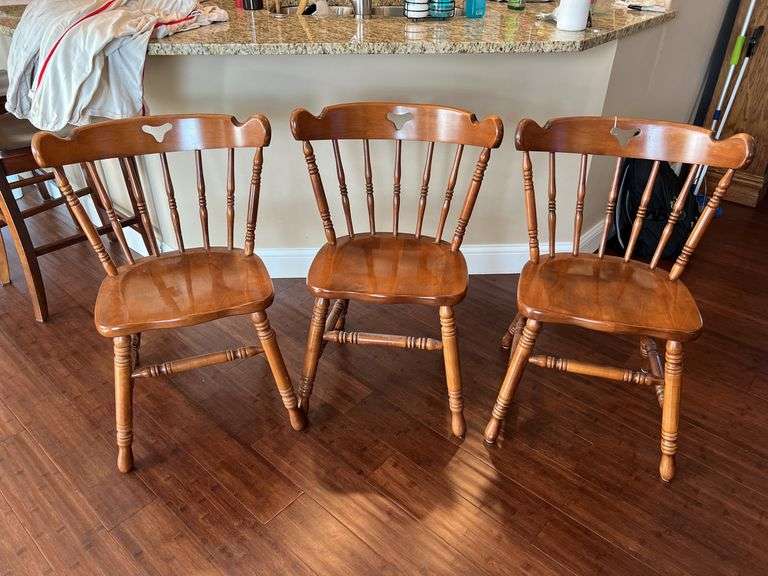 (3) Solid Wood Dining Chairs image
