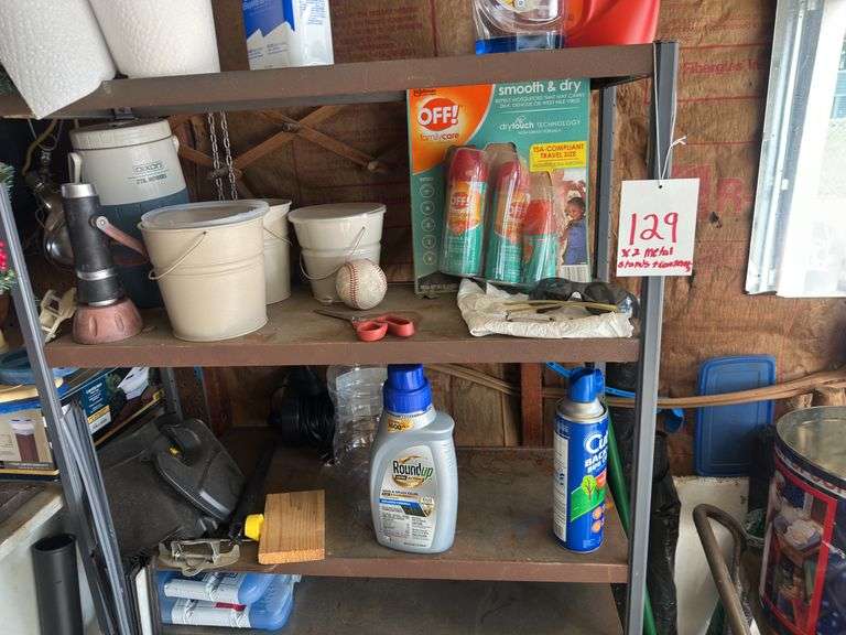 2 Metal Shelves + Contents