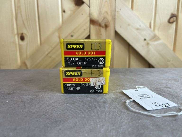 2 Boxes Speer  125 Gr. GDHP .38 Special Bullets (100 Count) & 124 Gr. HP 9mm (100 Count)