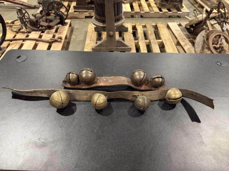 Brass Sleigh Bells on leather strap image