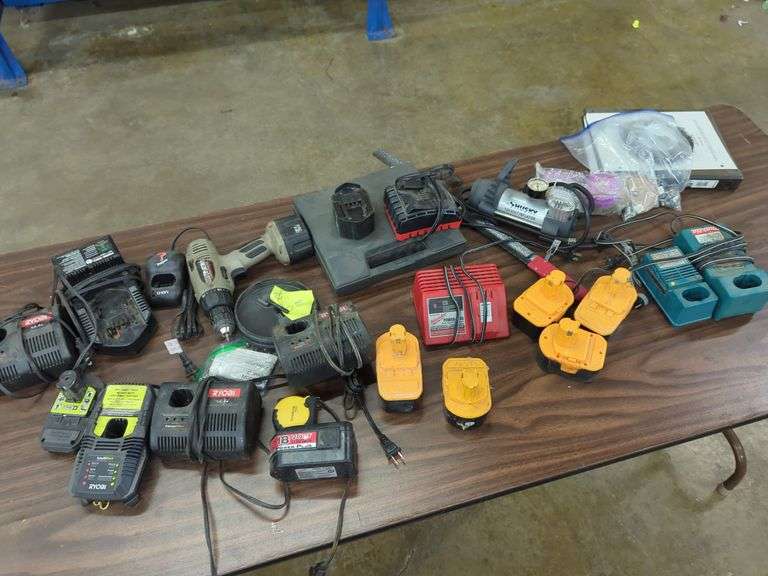 Power Tool Batteries and Chargers Lot - Ryobi/DeWalt/Makita image