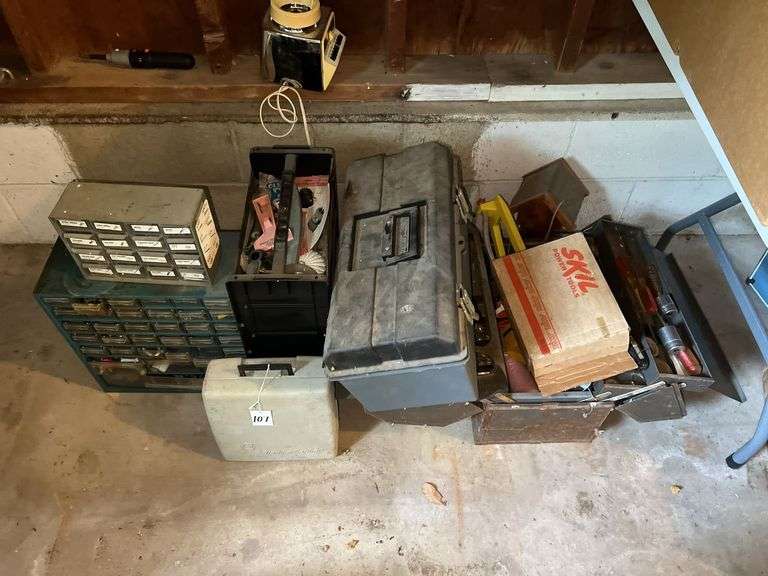 Assorted Tool Boxes and Tools image