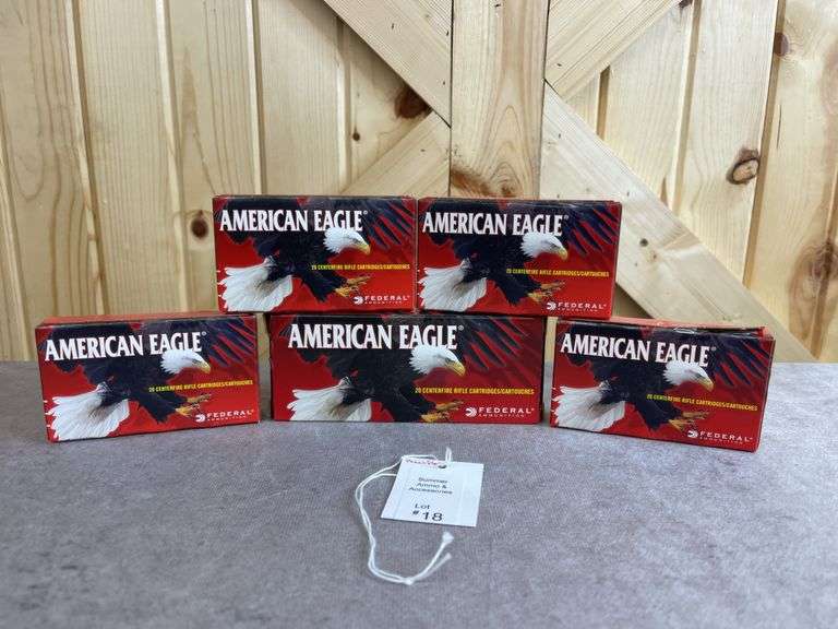 5 Boxes American Eagle 55 Gr. FMJ BT .223 image