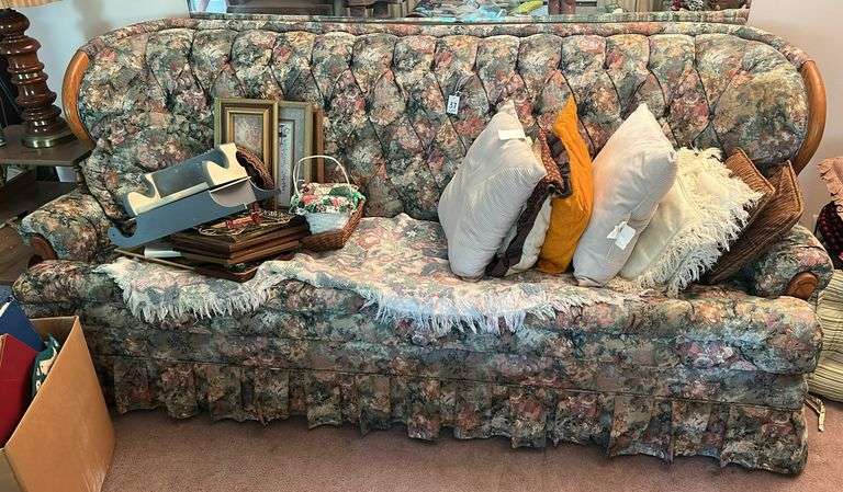 Floral Sofa and Throw Pillows