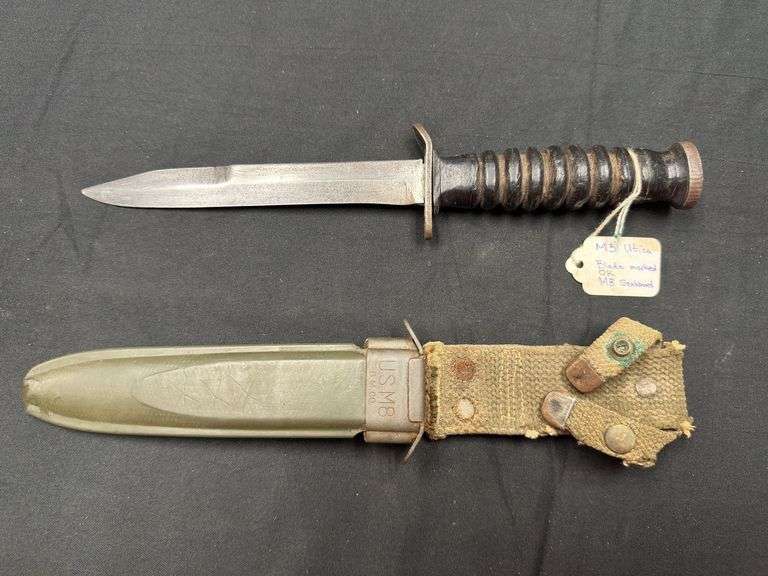 US Blade Marked Utica M3 Trench Knife w/Variant M8 Scabbard image