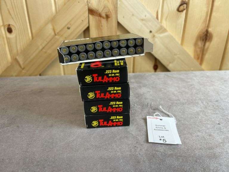 5 Boxes Tul Ammo 55 Gr. FMJ .223 Rem